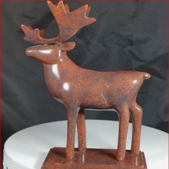 Elk Christmas Stocking Holder for Mantle Brown Metal Holiday Ornament Rustic - Picture 2 of 2